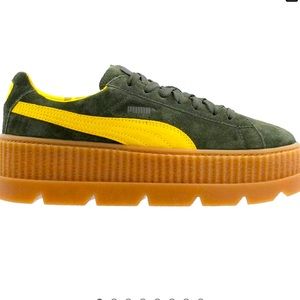 Fenty by Rihanna platform Puma Creepers, size 9 women’s, olive/yellow, like new